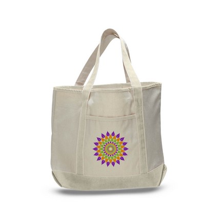 Natural Ocean Front Shopping Tote Bag - Full Color Transfer (22"x16"x6")