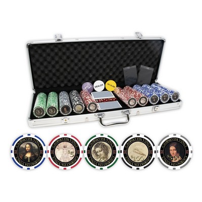 Professional DA VINCI Masterworks poker chips set with 500 chips in aluminum case