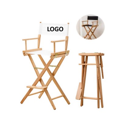 Foldable Table-Height Wood Makeup Director Chair-OCEAN