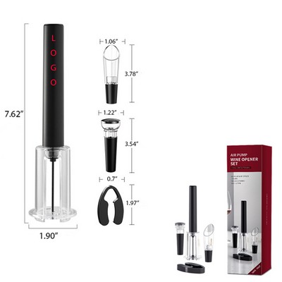 Wine Air Pressure Pump Opener Set With Wine Aerator Pourer Foil Cutter and Vacuum Stopper