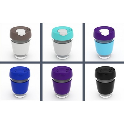 Reusable Coffee Cup, Glass Travel Mug with Flip-open Lid