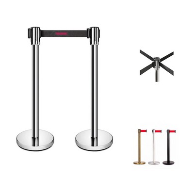 Stanchion Post Crowd Control Barrier with Retractable Belt