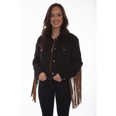 Honey Creek Jean Jacket w/Leopard Fringe