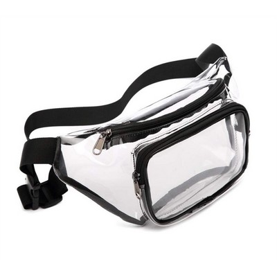 Clear Fanny Pack w/ Three Zipper Pockets Transparent PVC Bag