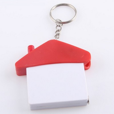 House Shape LED Tape Measure Pen Keychain