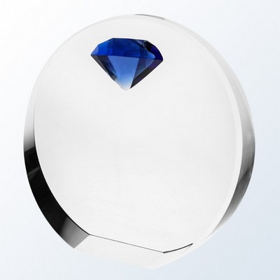 Blue Diamond Circle Crystal Award, 4"H