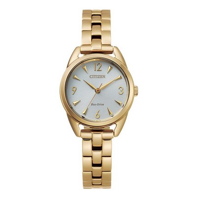 Citizen® Ladies' Eco-Drive Gold Watch w/White Dial