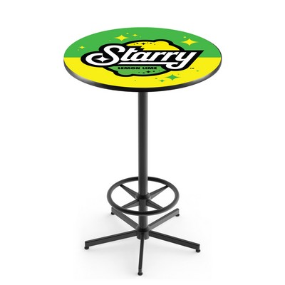 42" Tall, 36" Round Top Pub Table w/Black Finish, 5-Point "Star" Base, and Foot Ring