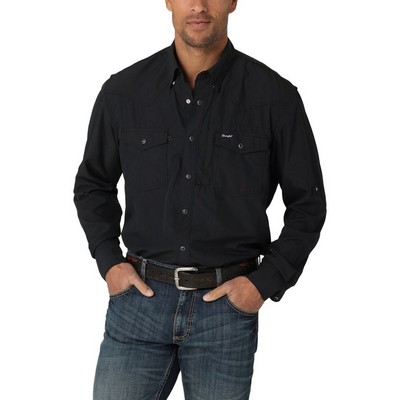 ATG -x- Wrangler® Western Performance Men's Stretch Limo Black Long Sleeve Shirts