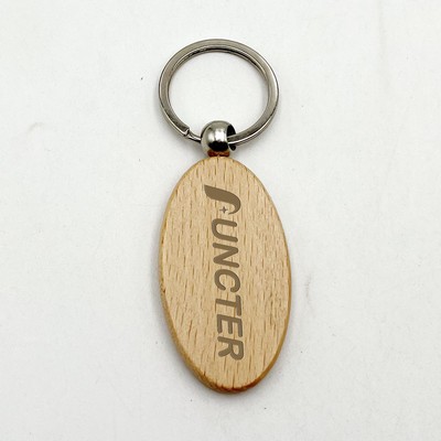 Oval Shape Wooden Key Tag Key Chain