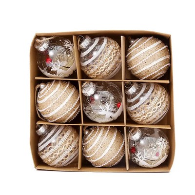 8cm Christmas Hanging Balls 9pc/set - By Boat