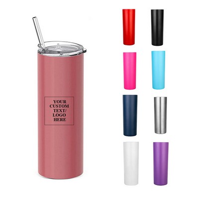 20oz stainless steel skinny Tumbler with straw