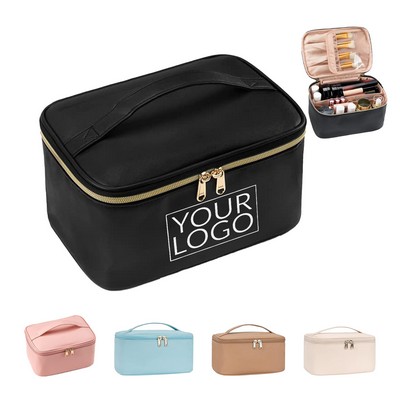 Large Capacity Portable Cosmetic Toiletry Bag For Girl Traveling With Handle and Divider