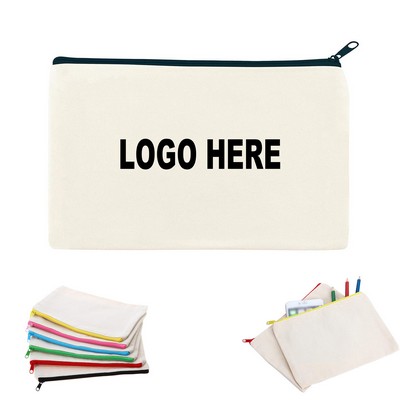 Lightweight Canvas Zippered Pencil Case