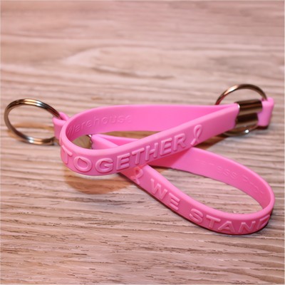 Silicone Key Chain With Pink Ribbon Design