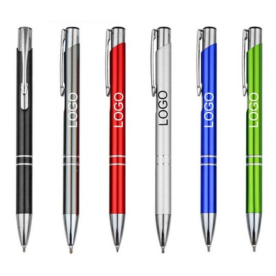 Click Action Double Ring High Gloss Metal Ballpoint Pen (Low MOQ)