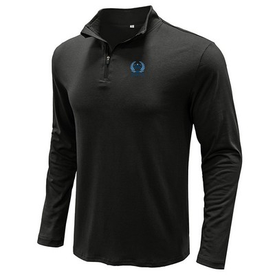 Custom long-Sleeved zippered Mens Pullover T-Shirt