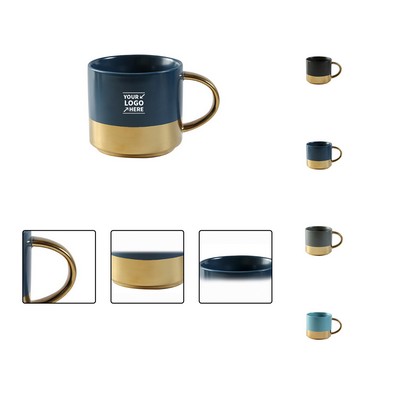 Ceramic Coffee Mug with Gold Handle