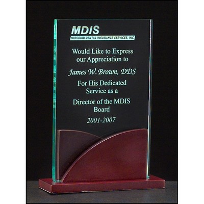 Premium Acrylic Award with Mahogany Base, 6 1/2"H