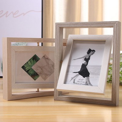 Creative Wooden Double Sided Rotating Photo Frame