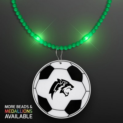 Still-Light Green Beads with Soccer Ball Medallion - Domestic Print