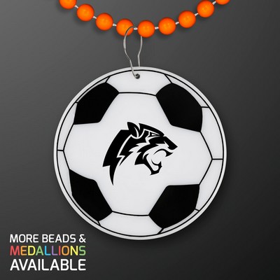 Soccer Ball Medallion with Orange Beaded Necklace (Non Light Up) - Domestic Print