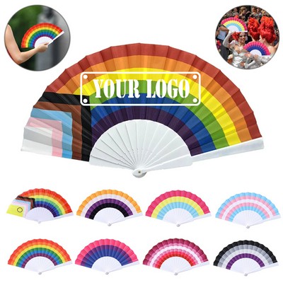 Progress Pride Rainbow Folding Hand Fans