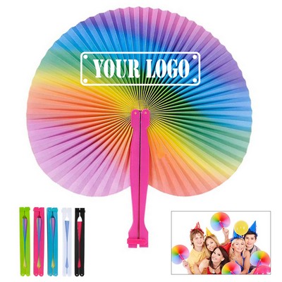 Rainbow Folding Handheld Paper Fans