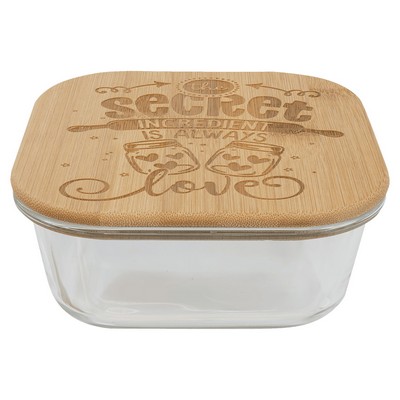 27 Oz. Square Glass Container w/Bamboo Lid