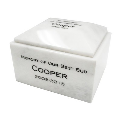 Rectangular White Marble Urn (5½"x3¾"x4½")