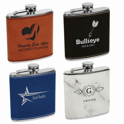 6 oz. Leather Premium Stainless Steel Hip Flask