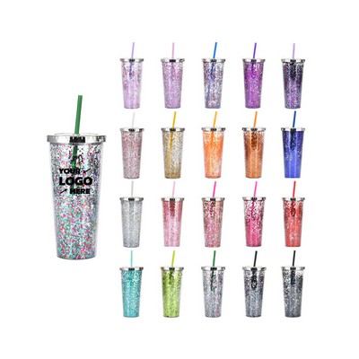 24oz Glam Glitter Tumblers with Straw