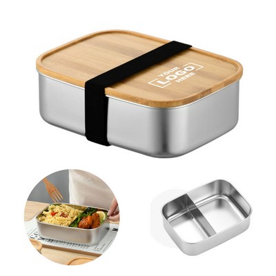 Stainless Steel Bento Box With Bamboo Lid