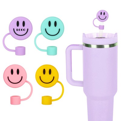 Smile Face Straw Covers Silicone Customizable