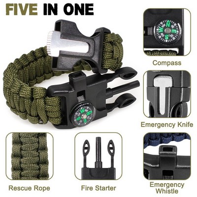 Multifunctional Crossover Paracord Survival Bangle Bracelet