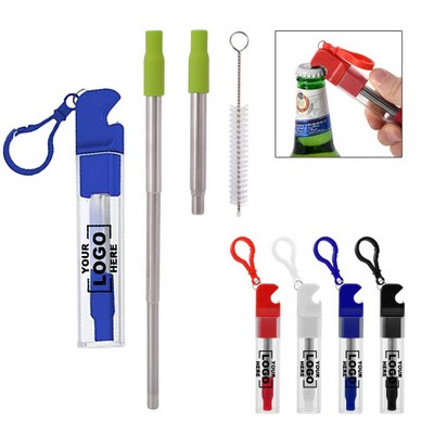 Portable Travel Straw Kit with Bottle Opener