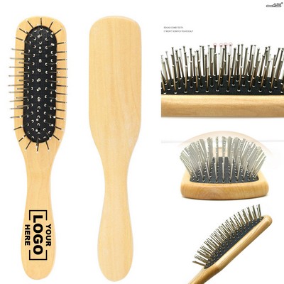 Wooden Hair Detangler Brush with Massage Cushion