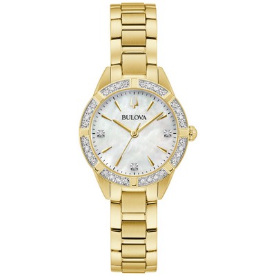 Bulova Watches Ladies' Sutton Stainless Steel Bracelet Watch, White Mop Dial