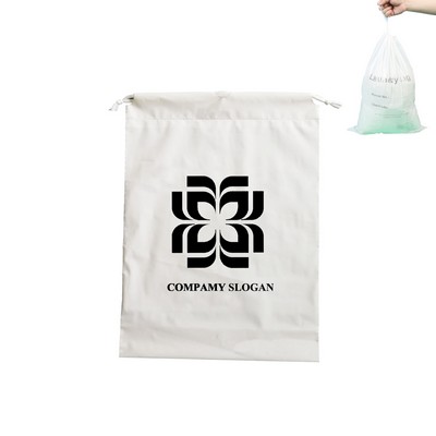 Plastic Hotel Laundry Bag with Cotton Drawstring