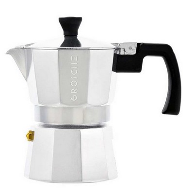 GROSCHE Milano Stovetop Espresso Maker Moka Pot (3 Cup Silver)