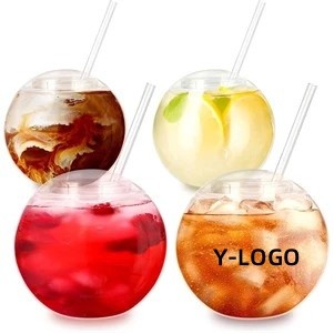 22 oz Fishbowl Ball Cups for Drinks with Lids and Straws