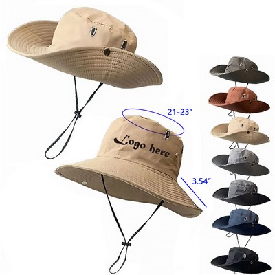 Walking Hiking Wide Brim Boonie Hats for Men with Neck Drawstring