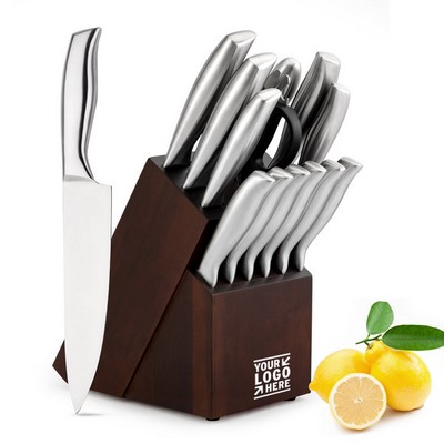 14 Piece Kitchen Knife Set With Wooden Holder