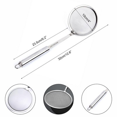 Hot Pot Fat Skimmer Spoon Stainless Steel Fine Mesh Strainer for Skimming Grease and Foam