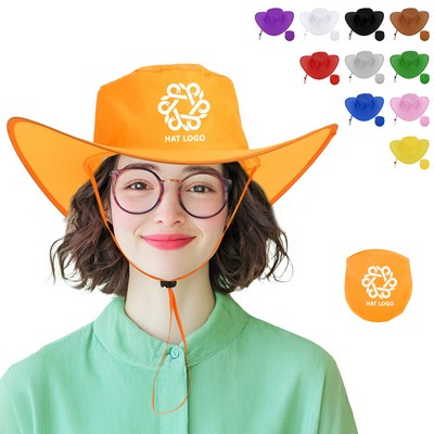 Foldable Polyester Cowboy Hat With Pouch