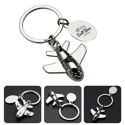 Polished Silver Airplane Shaped Keychain