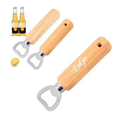 Simple Wooden - Handle Stainless - Steel Bottle Opener