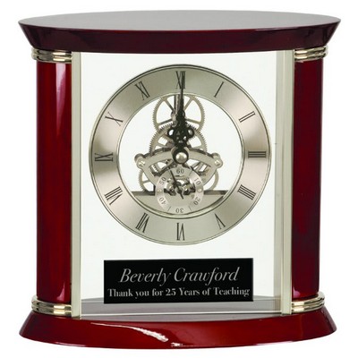 7.75" Executive Silver & Rosewood Piano Finish Clock