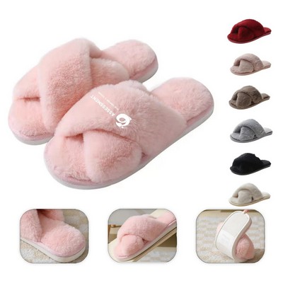 Women'S Cross Soft Plush Slippers