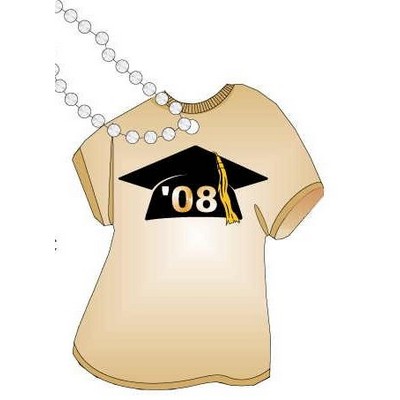 Graduation Cap Promotional T Shirt Key Chain w/ Black Back (4 Square Inch)